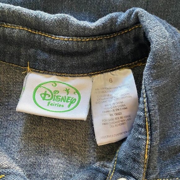 Vintage Disney Tinkerbell Fairies Denim Snap and Tie Front Dress Size 6 - Picture 6 of 6